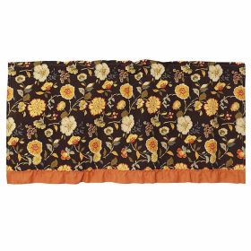 Retro Flower Cotton Cafe Kitchen Curtains Half Curtain Decorative Door Curtain, Black