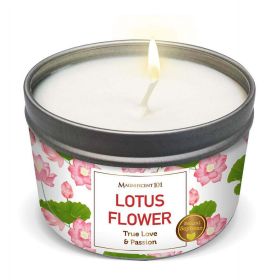 Magnificent 101 Lotus Flower Aromatherapy Candle ‚Äì 6 Oz - 24 Hour Burn | Soy Wax Tin Candle for True Love & Passion, Purification, Manifestation & C