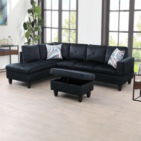 Midnight Blue Microfiber 3-Piece Living Room Sofa Set A