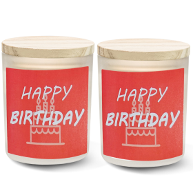 OSHINE 2 Pack Scented Candles Birthday Gift Set Aromatherapy Candles Made of 100% Natural Soy Wax Glass Jar Log Cover Rubber Seal 5.3oz Working 40 Hou