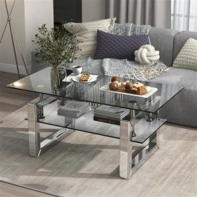 W 39.4" X D 19.7 " X H 17.7" Transparent tempered glass coffee table, coffee table