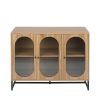 Storage Cabinet with Glass Door, Sideboard Buffet Cabinet for Kitchen,Dining Room, Walnutcolor