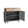 31.5"Wide 2 Drawer Sideboard, Modern Furniture Decor, Made with Iron+ Carbonized Bamboo, Easy Assembly