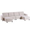 3 Pieces U shaped Sofa with Removable Ottomans