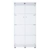 Two Door Glass Cabinet Glass Display Cabinet with 4 Shelves, White