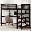 Twin Size Loft Bed with Storage Shelves and Under-bed Desk, Espresso