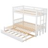 Twin over Pull-out Bunk Bed with Trundle, White