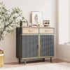 31.5"Wide 2 Drawer Sideboard, Modern Furniture Decor, Made with Iron+ Carbonized Bamboo, Easy Assembly