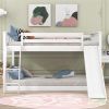 Full over Full Bunk Bed with Convertible Slide and Ladder, White