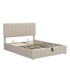 Queen size Upholstered Platform bed with a Hydraulic Storage System - Beige