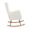 Cream white velvet rocking chair