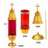 Red Cemetery Light with Gold Dome,Grave candle,Latin Cross Cemetery candle,Cemetery decorations for grave,Grave decorations for cemetery,Cemetery Ligh