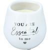 Pavilion Gift Company Essential-8 oz-100% Soy Wax Scent: Fresh Linen with Silver Detail Accents Novelty-Candles, 8 oz, White