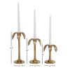 DecMode 3 Candle Gold Aluminum Candle Holder, Set of 3