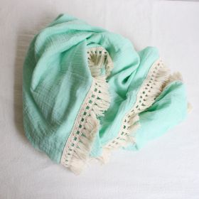 Baby Cotton Double Yarn Tassel Bath Towel (Option: Mint green-80x65cm)