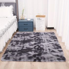 1pc, Tie-Dyed Plush Shag Furry Area Rug for Bedroom, Living Room, Nursery, and Kids Room - Ultra Soft and Fluffy, Washable, Non-Shedding, and Perfect (Color: Tie-dye Dark Gray, size: 62.99*78.74inch)