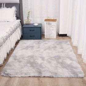 1pc, Tie-Dyed Plush Shag Furry Area Rug for Bedroom, Living Room, Nursery, and Kids Room - Ultra Soft and Fluffy, Washable, Non-Shedding, and Perfect (Color: Tie-dye Light Gray, size: 62.99*78.74inch)