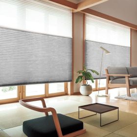 WELLSOURCE Manual Cordless Day and Night Cellular Shades Non Blackout Light Filtering Honeycomb Fabric for Home, Office, Hotel, Club, Restaurant Custo (Color: Gray, size: CUSTOM SIZE)