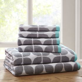 Cotton Jacquard Bath Towel 6 Piece Set (Color: as Pic)