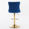 Furniture,Golden Swivel Velvet Barstools Adjusatble Seat Height from 25-33 Inch, Modern Upholstered Bar Stools with Backs Comfortable Tufted for Home